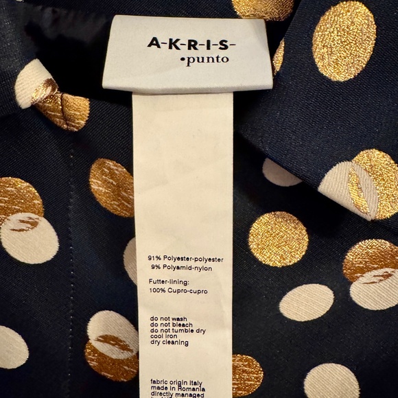 Akris Punto Navy Jacquard Metallic Dot Jacket — Size 8, NWT - Picture 6 of 14